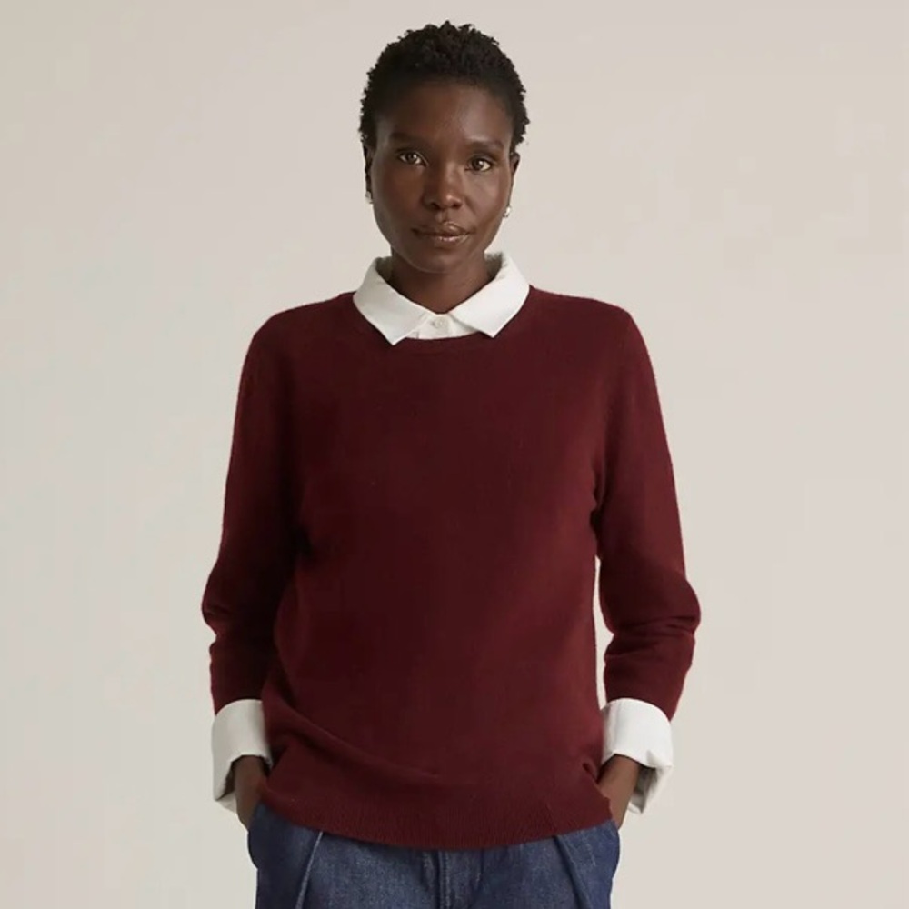 Quince Cashmere Women's Crewneck Sweater in Burgundy Size XS